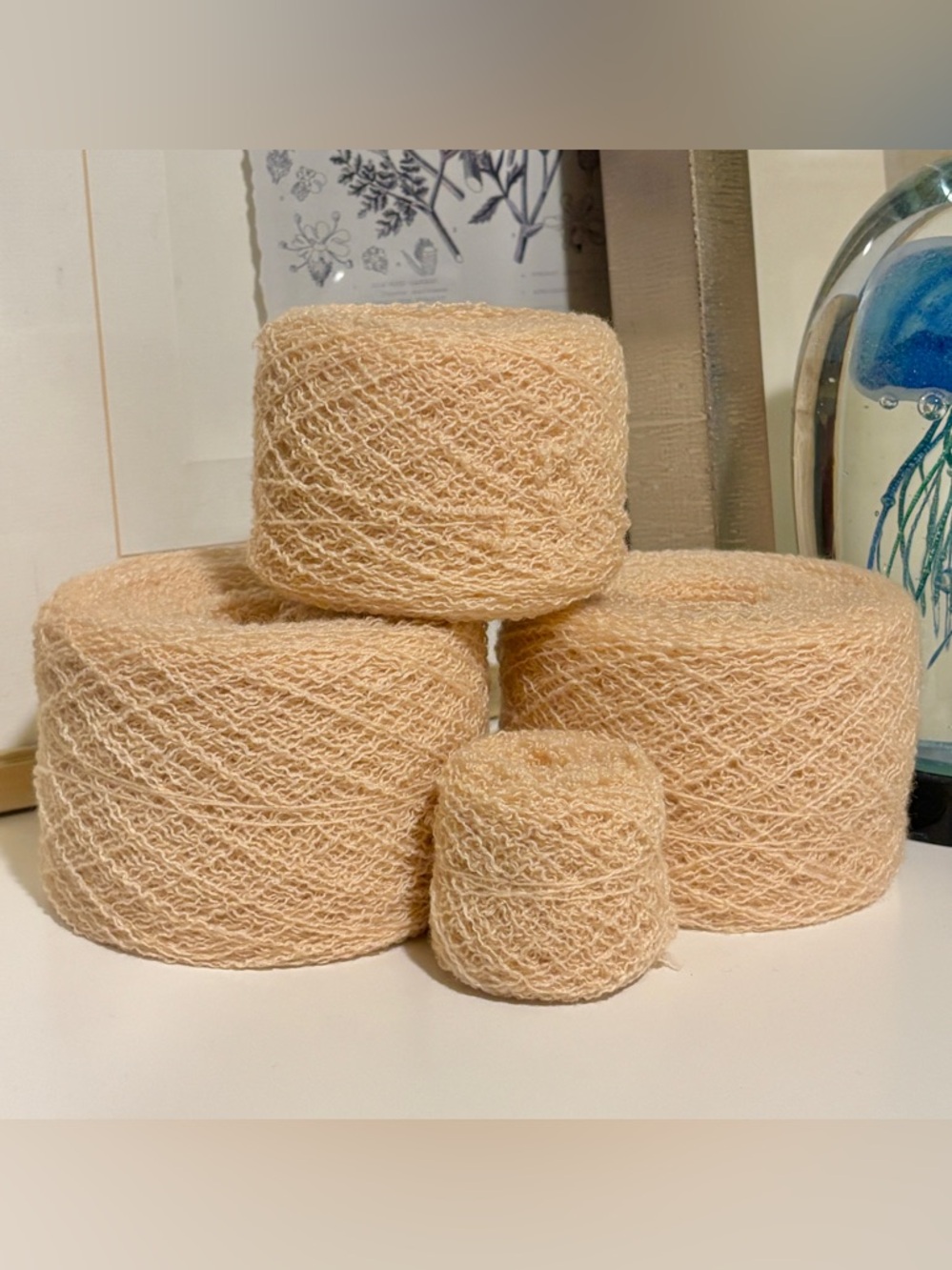 100% Cashmere Pastel Peach Recycled Yarn Bundle of 3 Cakes 130 g